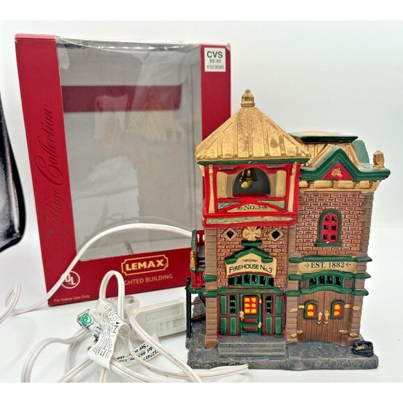 Lemax Village Collection Fire House No 3 Lighted Building 2004 #323095 Working! - Picture 1 of 16